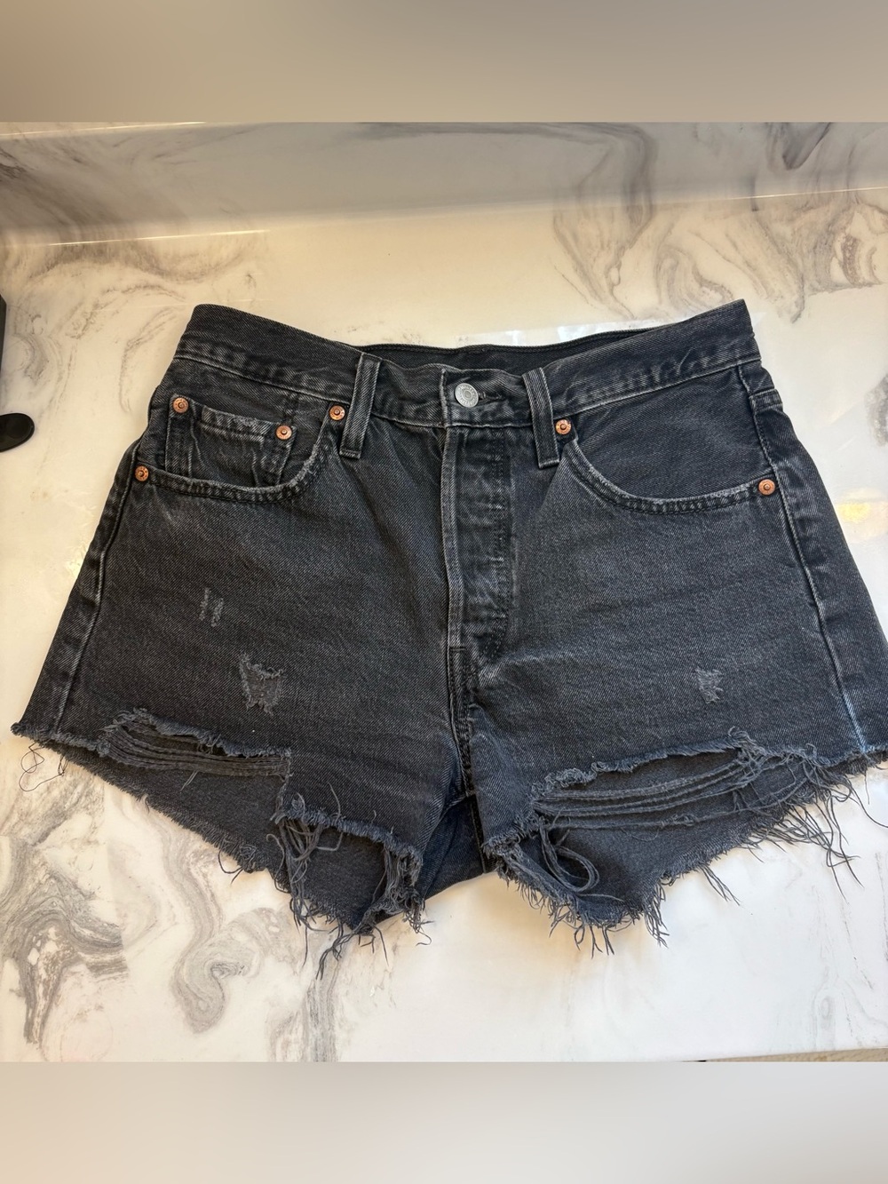 Levi’s 501 Original High-Rise Distressed Denim Cutoff Shorts - Size 27